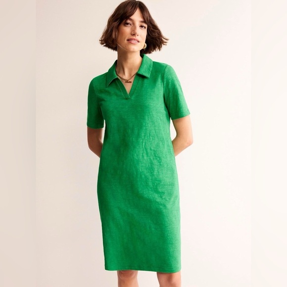 Boden Kelly Green Ingrid Polo slub Cotton Dress 2 - Picture 1 of 6